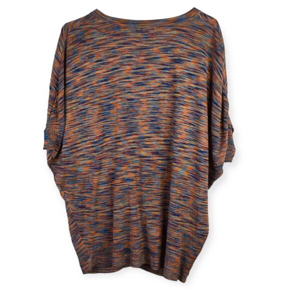 Kensie Cardigan L Womens Multicolor Sweater Dolman Sleeve Button Ruched Front - Picture 6 of 7